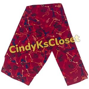 LuLaRoe Leggings ONE SIZE (2-10) Red Multi-Color Keys Print